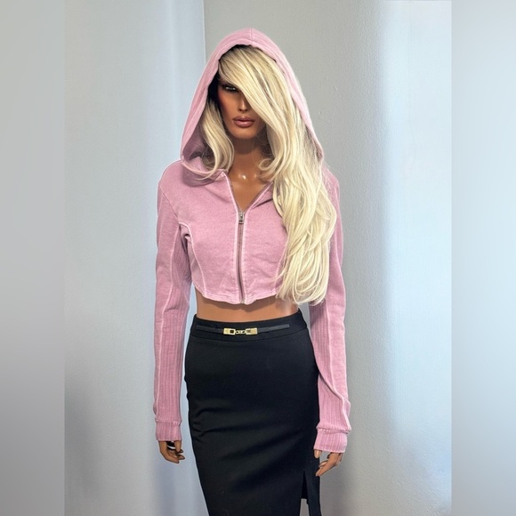 Urban Outfitters Out from Under XS Distressed Faded Hooded Cropped Sweatshirt - Picture 1 of 8